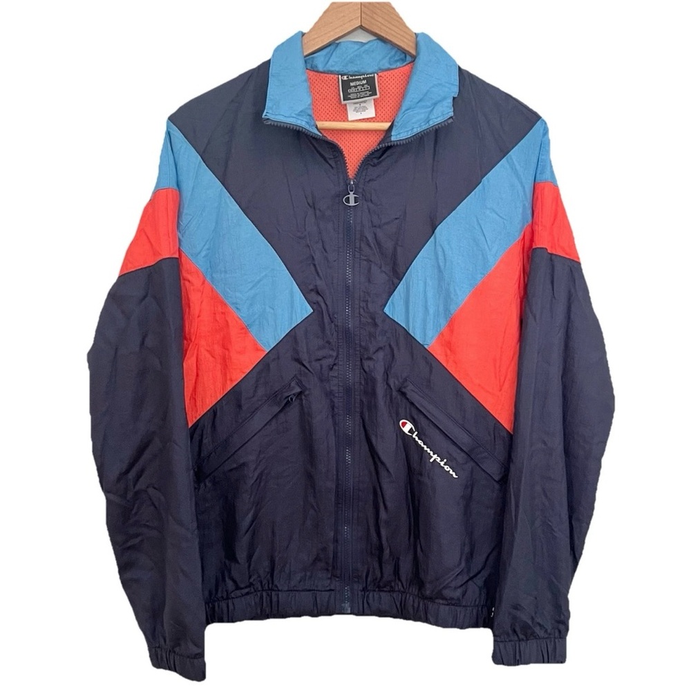 Champion Colorblock 90s Y2K Windbreaker Full Zip Jacket Adult Medium Nylon Retro